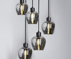 5-lichts hanglamp met smoke glas - Glendale