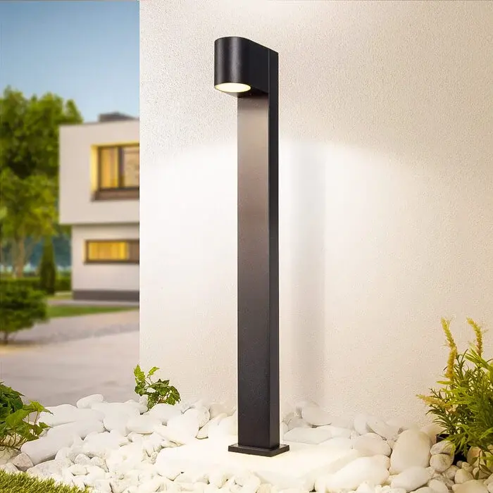 Industriële zwarte staande buitenlamp Simone, 50 cm