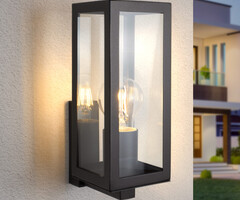 RVS moderne zwarte wandlamp met glas - Carlo