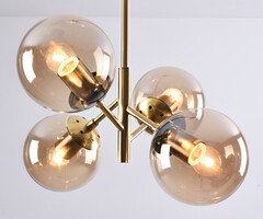 Retro hanglamp met amber glas 4-lichts – Florence