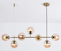 Design pendant lamp Hepta 7-light with amber glass