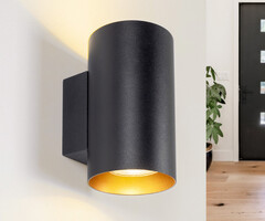 Moderne wandlamp zwart met gouden binnenkant - Meg