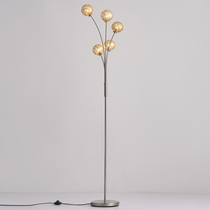 Moderne staande lamp goud, 5-lichts - Claire