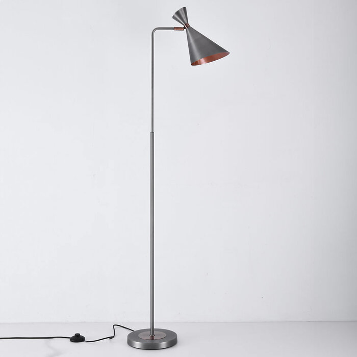 Industriele vloerlamp Georgia - antiek zilver met koper