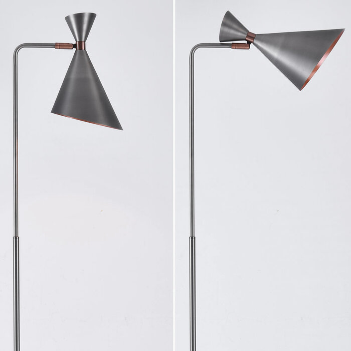 Industriele vloerlamp Georgia - antiek zilver met koper