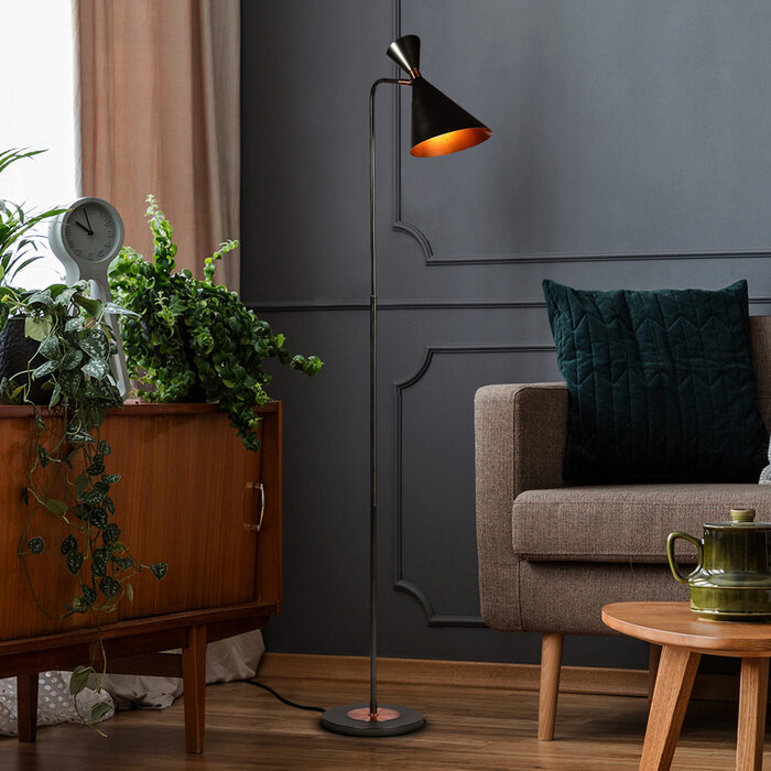 Industriele vloerlamp Georgia - antiek zilver met koper