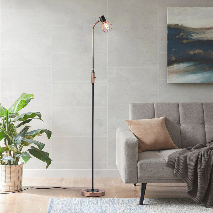 Industriële staande lamp koper - Allison