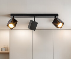 Industriële plafondlamp met 3 spots - Bas