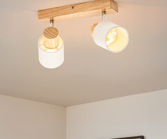 Houten plafondlamp met 2 spots - Vicky