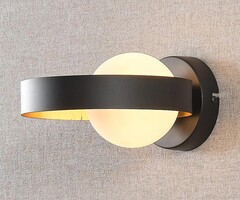 Wandlamp Carlos - zwart met bladgoud