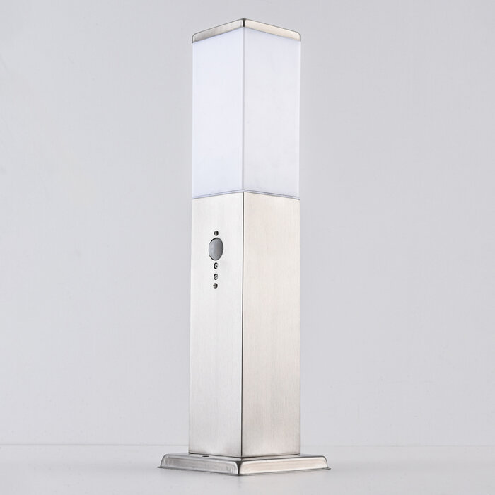 RVS staande buitenlamp Leopoldo met sensor, 45 cm