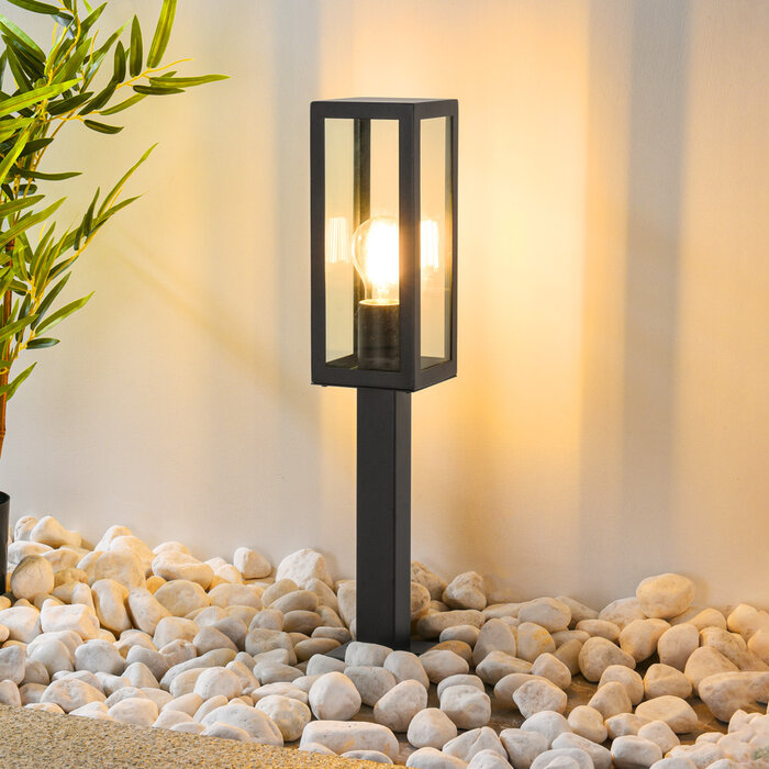 Industriële RVS zwarte buitenlamp Alessio met glas, 50 cm