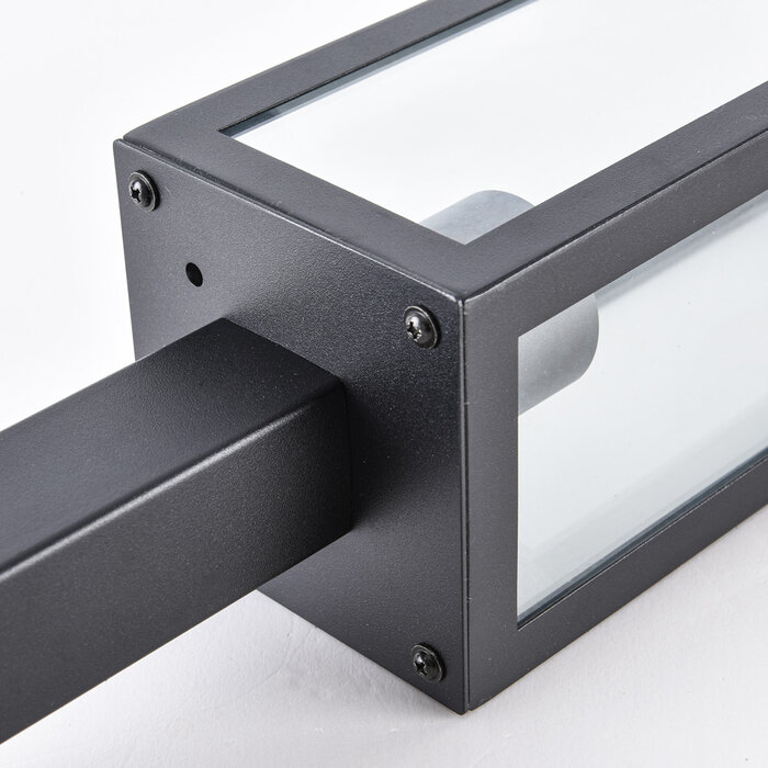 Industriële RVS zwarte buitenlamp Alessio met glas, 50 cm
