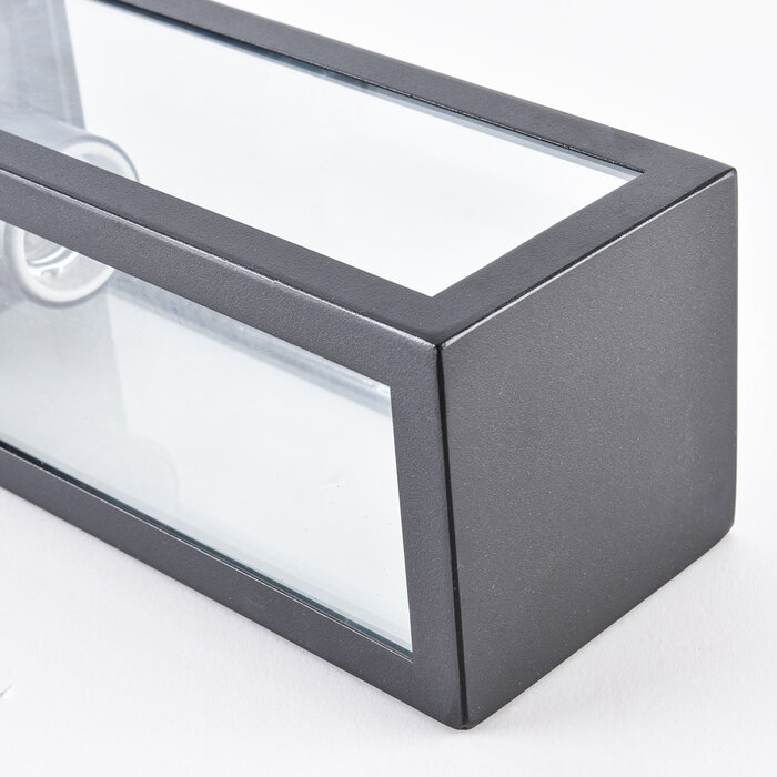 Industriële RVS zwarte buitenlamp Alessio met glas, 50 cm