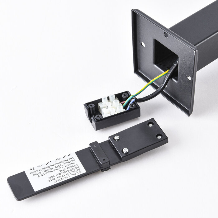 Industriële RVS zwarte buitenlamp Alessio met glas, 50 cm