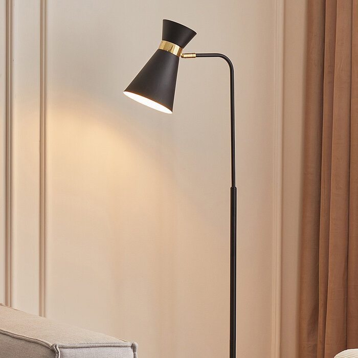 Vloerlamp zwart met goud - Alyssa