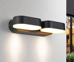 Verstelbare 2-lichts buitenwandlamp Stan - zwart