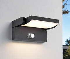 Verstelbare solar wandlamp Berlin met sensor - zwart