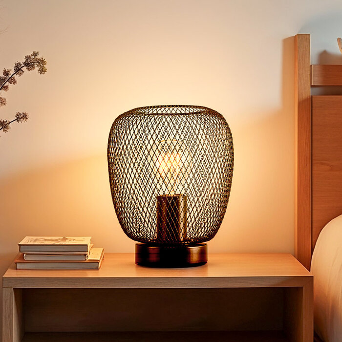 Industriële zwarte tafellamp met metalen constructie - Prison