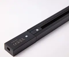 Koppelbare 1-fase rail van 75 cm met aansluitblok en eindkap - zwart