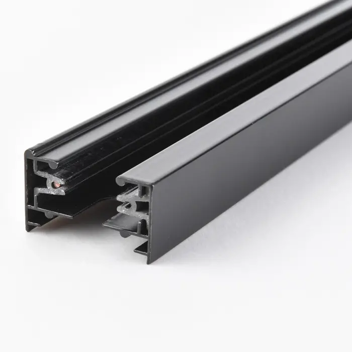 Koppelbare 1-fase rail van 75 cm zonder aansluitblok, met eindkap - zwart