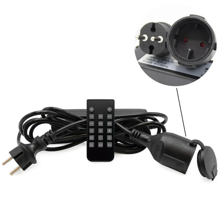 Dimmer incl. afstandsbediening, tot 500W