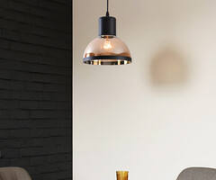 Klassieke hanglamp met zwart en amber glas - Paris