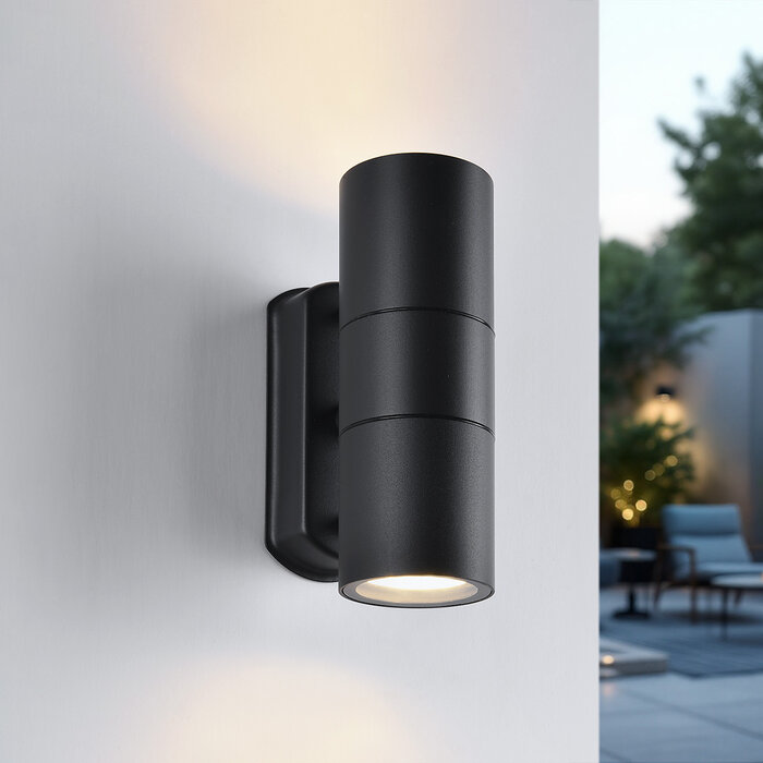 Rond wandlamp zwart Olivia - 2-lichts