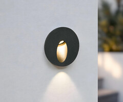 Inbouw wandlamp buiten Merlin - zwart