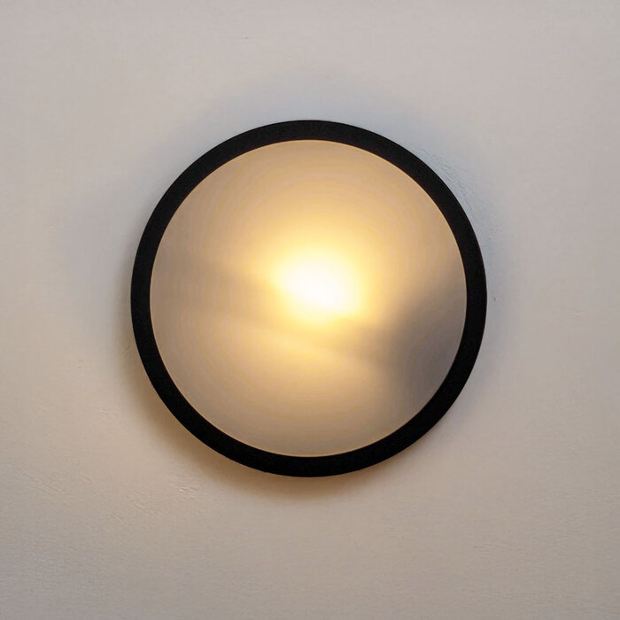 Ronde design muurlamp buiten zwart - Lea