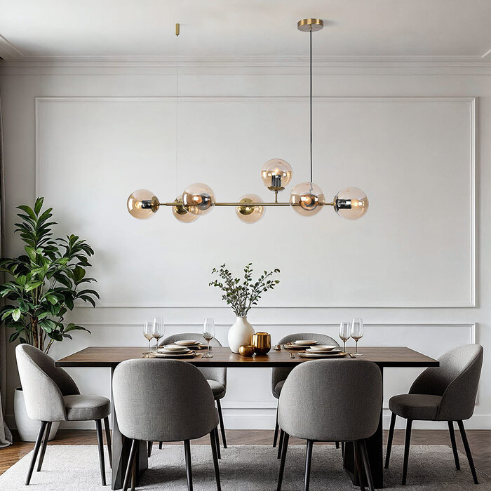 Design pendant lamp Sette with amber glass