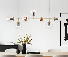 Design pendant lamp Hepta with transparent glass