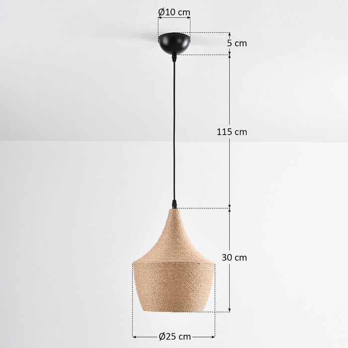 Landelijke hanglamp met touw - Laos