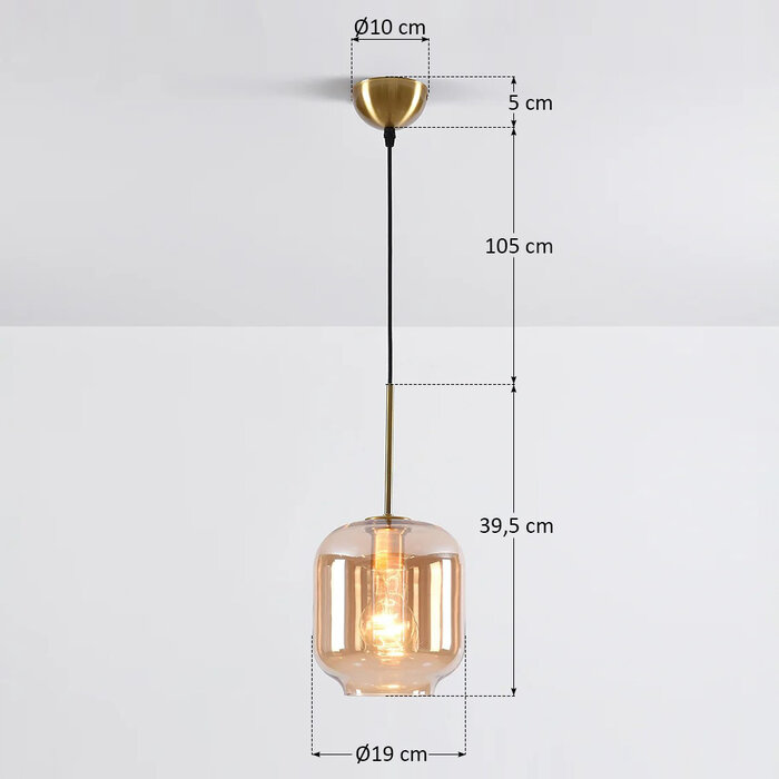 Design hanglamp met amber glas - Venice