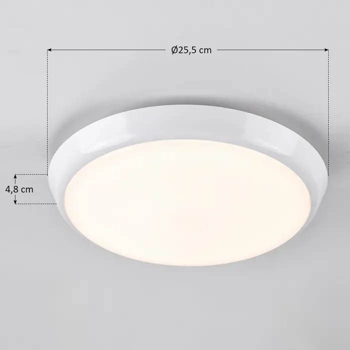 Plafonnière wit Ø25,5 cm met noodunit en CCT switch 3000/4000/6000K