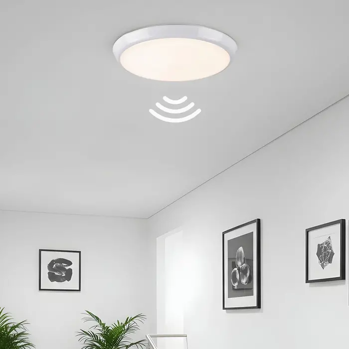 Plafonnière wit Ø25,5 cm met noodunit, sensor en CCT switch 3000/4000/6000K