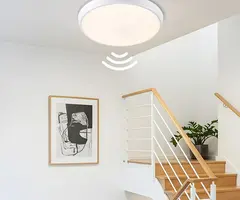 Plafonnière wit Ø35,2 cm met noodunit en sensor - CCT switch 3000K/4000K/6000K