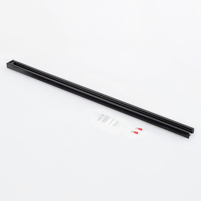 Koppelbare 1-fase rail van 75 cm zonder aansluitblok, met eindkap - zwart