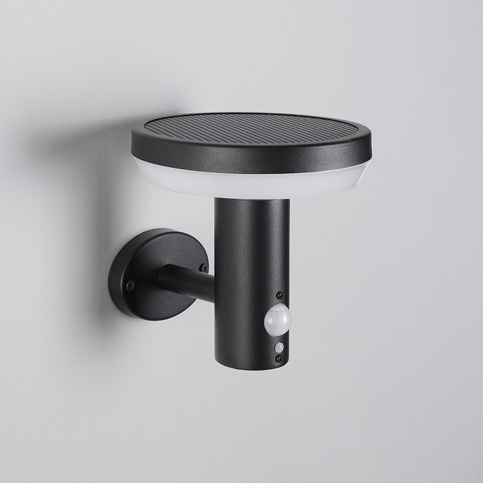 Moderne solar buitenwandlamp zwart met sensor - Dimmy