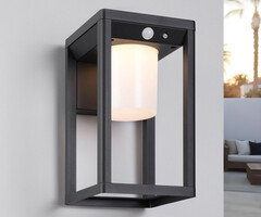 Solar buitenwandlamp met sensor zwart - Lucian