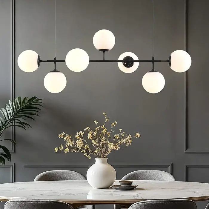 Design-Hängeleuchte mit Milchglas - Hepta