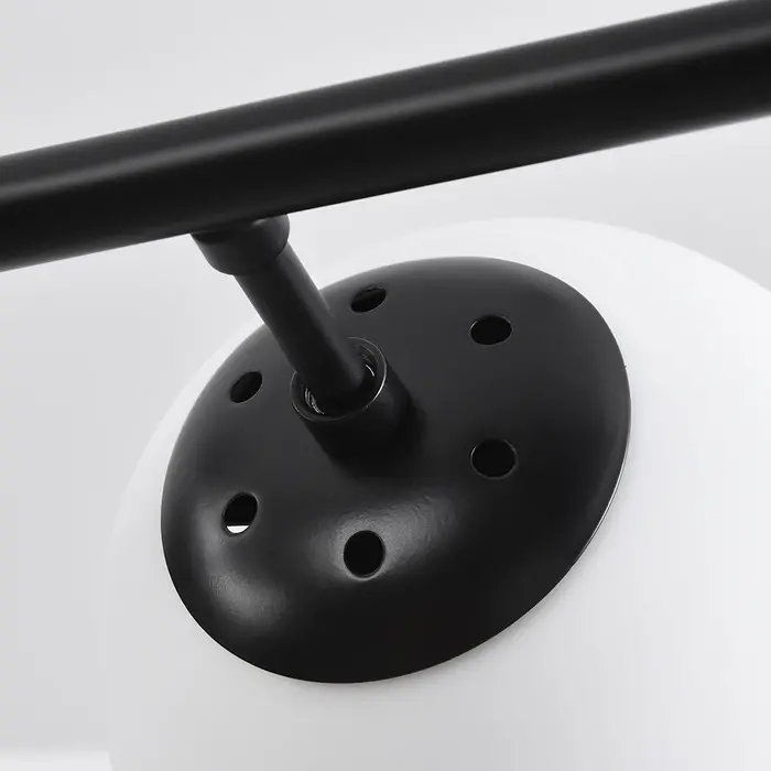 Design hanglamp zwart frame en melkwit glas - Hepta