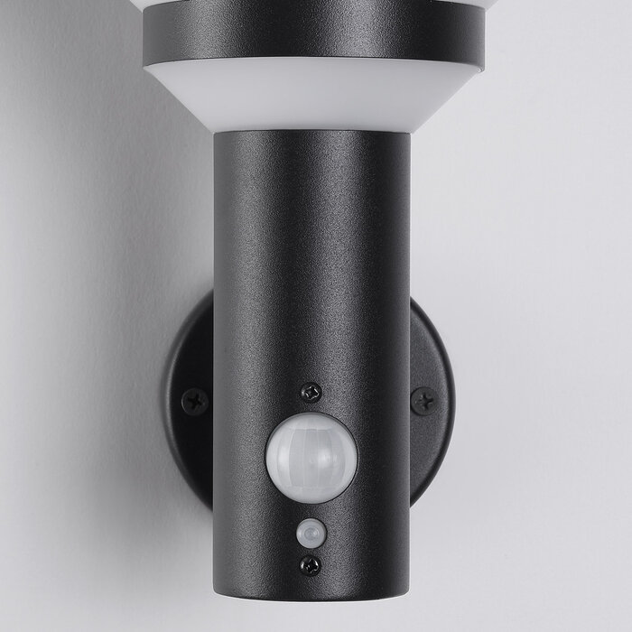 Moderne solar buitenwandlamp zwart met sensor - Kensington