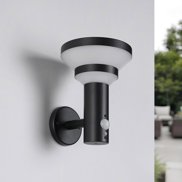 Moderne solar buitenwandlamp zwart met sensor - Kensington