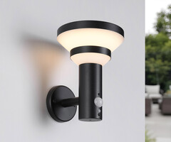 Moderne solar buitenwandlamp zwart met sensor - Kensington