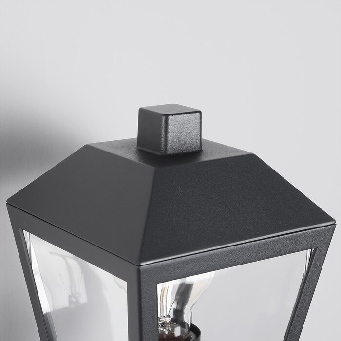 Landelijke buitenwandlamp Dax met sensor - zwart