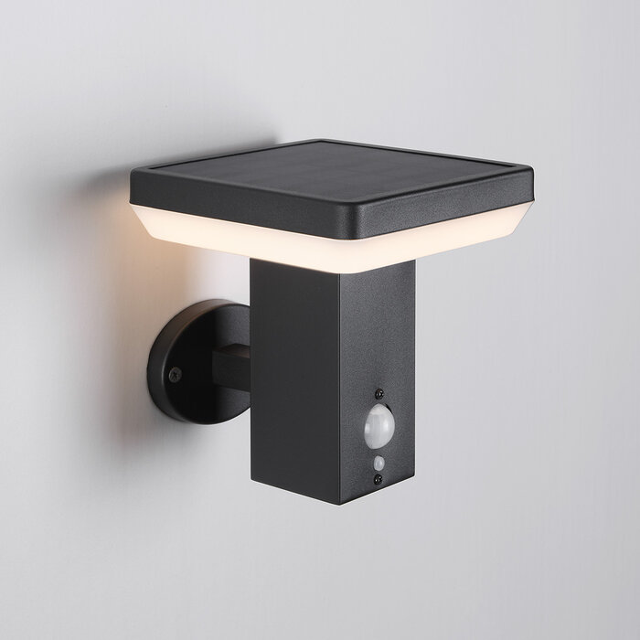Moderne solar buitenwandlamp zwart met sensor - Aila