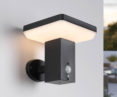 Moderne solar buitenwandlamp zwart met sensor - Aila