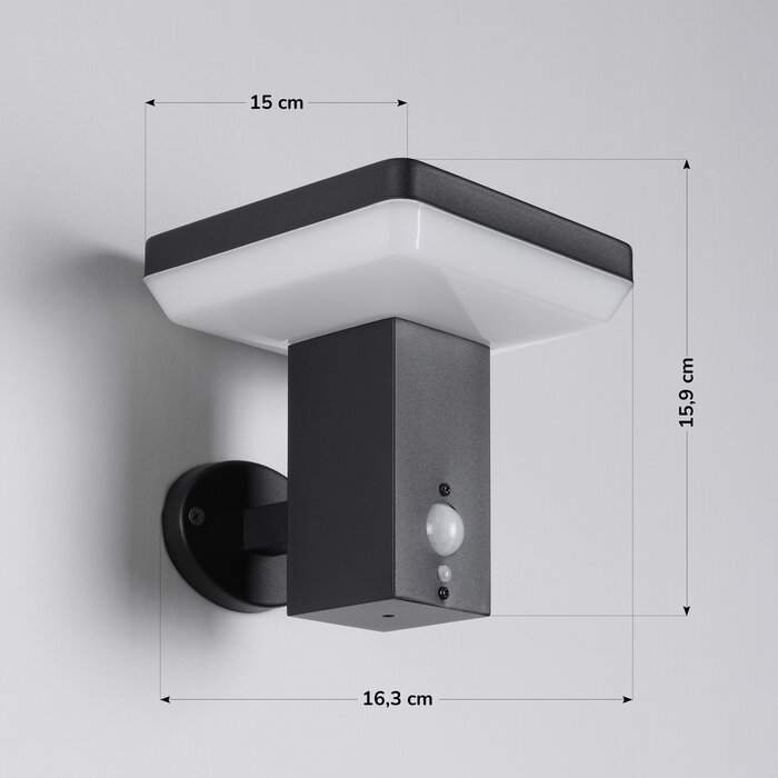 Moderne solar buitenwandlamp zwart met sensor - Aila