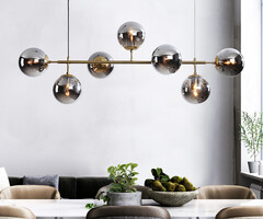 Design pendant lamp Hepta with smoke glass